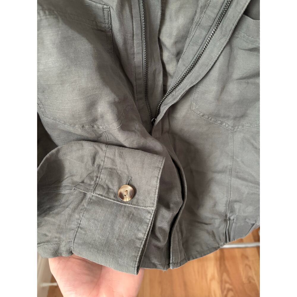 Cynthia Rowley Utility Jacket Womens Medium Olive Green Zip Front Lightweight - Picture 6 of 7